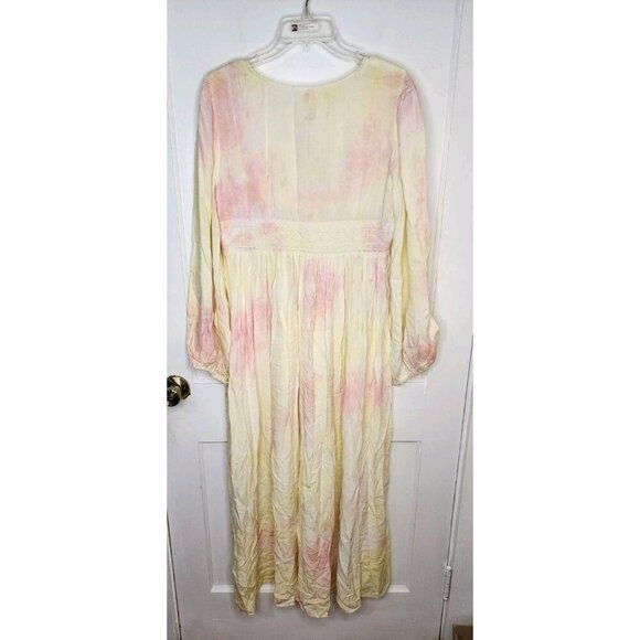 Raga Sunsets By The Beach Tie Dye Maxi Dress in Yellow Pink Size Medium New - Picture 2 of 7